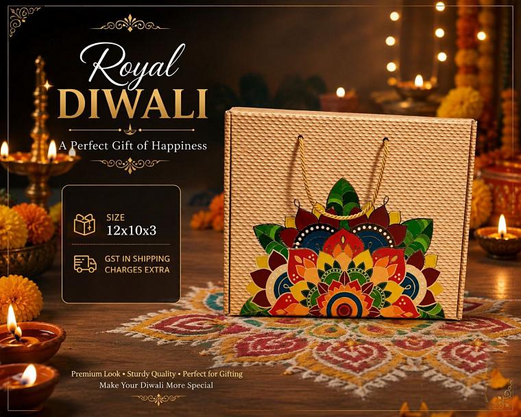 Kraft Royal Diwali gift box with a mandala motif