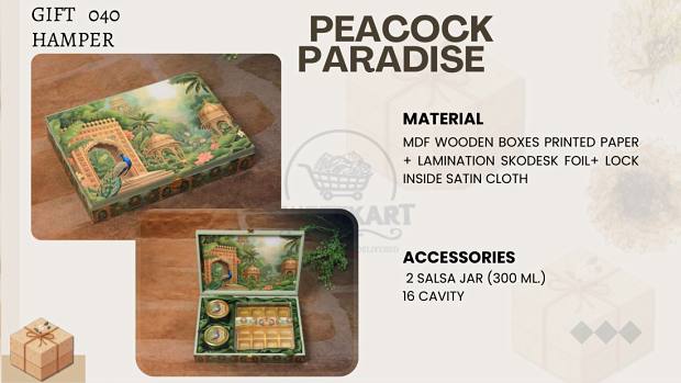 Peacock Paradise — MDF wooden hamper box